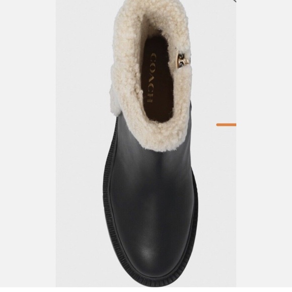 NWOT COACH Jane Ankle Boots - black leather & shearling (brand new without tags) - Picture 5 of 11
